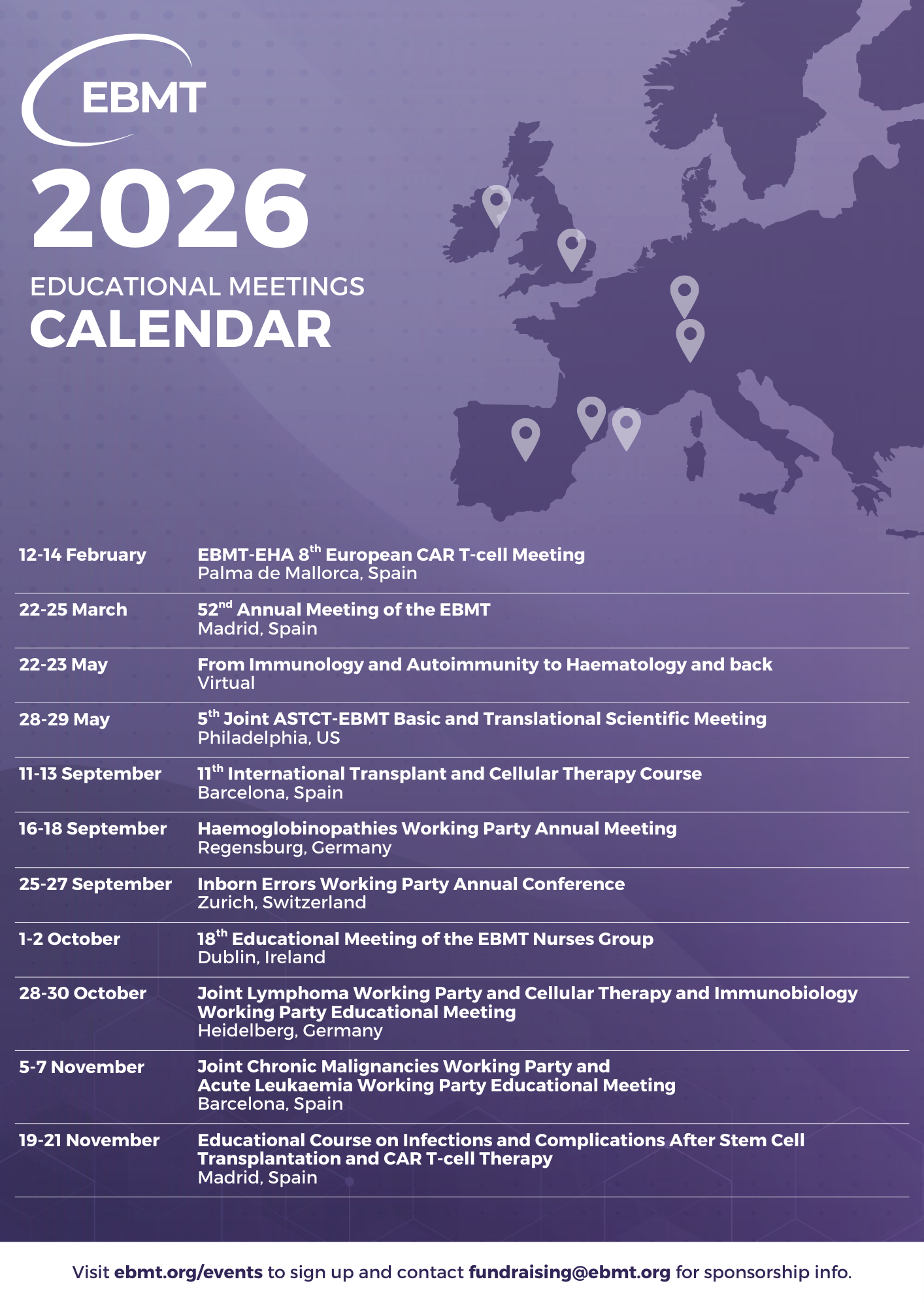 EBMT Meetings Calendar 2026